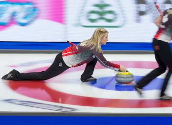 Andrew Vaughan / Canadian Press files
                                Jennifer Jones delivers a skip’s stone for Team Canada at the Scotties Tournament of Hearts in Sydney, N.S., in 2019.