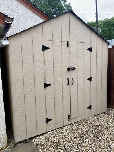 MARC LABOSSIERE PHOTOS / FREE PRESS
                                This four-by-eight-foot shed is nestled in a convenient location adjacent to the family’s garage.