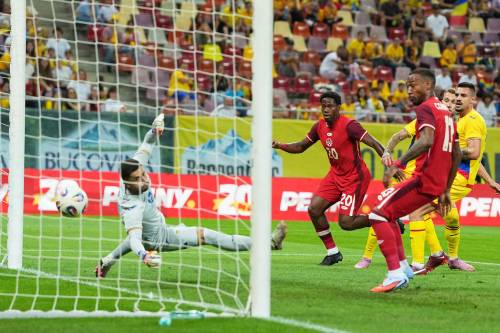 Andreea Alexandru / THE ASSOCIATED PRESS
                                Canada’s Jonathan David scored the opening goal in the 11th minute against Romania Friday. The men’s national squad blanked their opponents 3-0 in the international friendly in Bucharest.