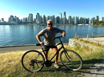 Steve MacNaull photos / Free Press
                                The author with his rental wheels.