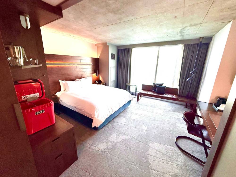 Yes, that’s a Yeti cooler at left in this photo of a room at the Douglas hotel.