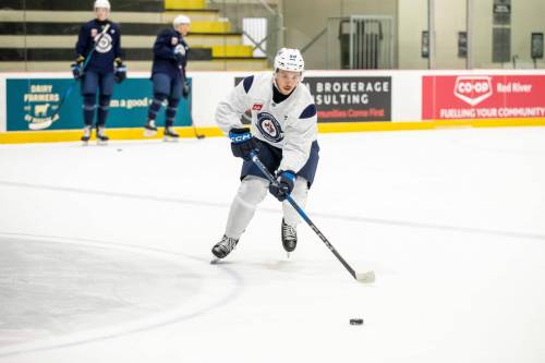 BROOK JONES / FREE PRESS
                                Winger Nikita Chibrikov made the request to suit up for the Winnipeg Jets in the Prospect Showdown games in Montreal because he’s been recovering from his knee injury since January and is eager to play in game action.