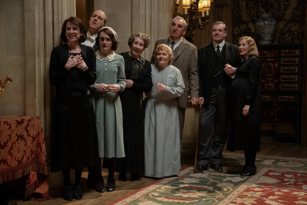 Rory Mulvey / Focus Features
From left: Raquel Cassidy, Kevin Doyle, Sophie McShera, Phyllis Logan, Lesley Nicol, Jim Carter, Brendan Coyle and Joanne Froggatt.
