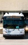 MIKAELA MACKENZIE / FREE PRESS
                                A Winnipeg Transit bus leaves the Fort Rouge garage.