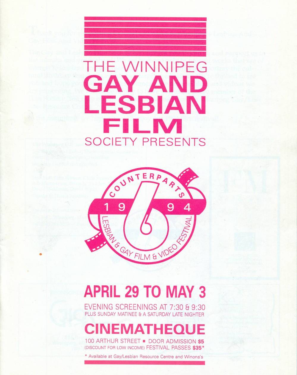 Reel Pride began in 1994 and has evolved into a wider expression of queer arts.
