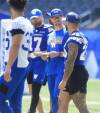 Ruth Bonneville / Free Press Files
                                Winnipeg Blue Bombers offensive co-ordinator Jason Hogan (second right) said Wednesday it’s been humbling for him so far this season — even without running back Brady Oliveira’s recent comments (right) — but overall it’s been “an awesome experience.”