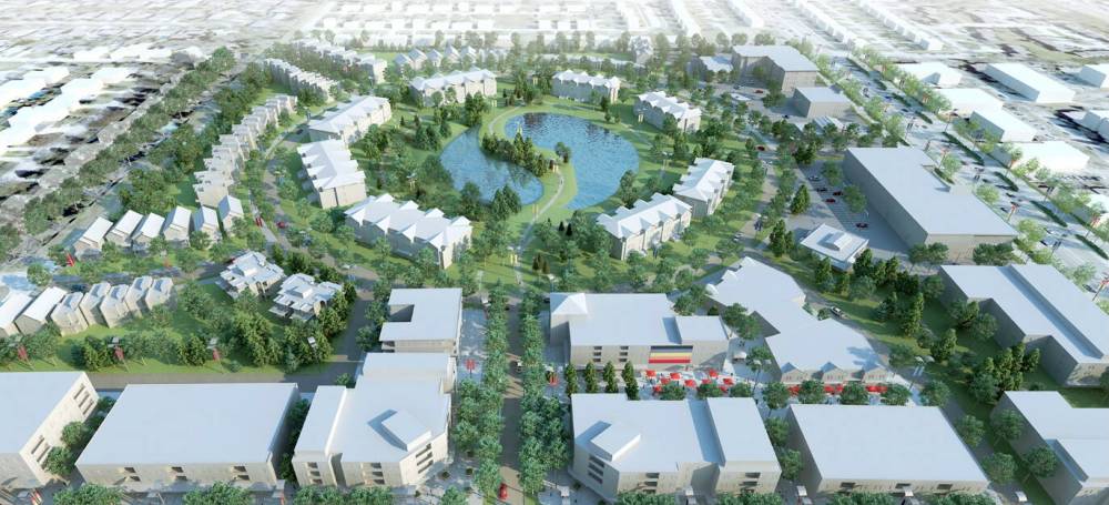 Treaty One Development Corp.
A rendering shows affordable housing units that would be built at Naawi-Oodena, formerly Kapyong Barracks.
