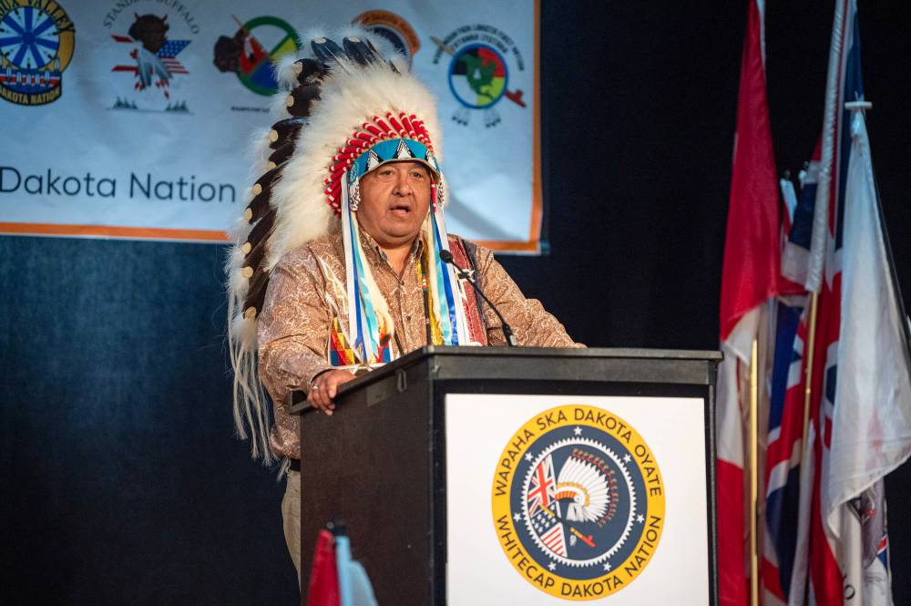 LIAM RICHARDS / THE CANADIAN PRESS FILES
Sexual-assault charges against Dakota Plains First Nation Chief Donald Smoke, seen here in Saskatchewan in July 2024, were stayed in that province earlier this month