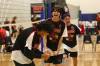 Thomas Friesen / The Brandon Sun
                                From left: Carson Spence, Leyton Racette and Conner Hunter react to a big point against the Carberry Cougars on Friday.