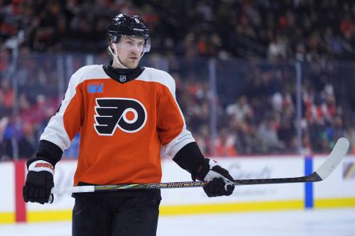 Matt Slocum / THE ASSOCIATED PRESS FILES
                                Philadelphia Flyers defenceman Travis Sanheim has been averaging north of 27 minutes going into Thursday’s action against the Winnipeg Jets. Now in his ninth season with the club, the Elkhorn product continues to anchor the Flyers’ top pairing.