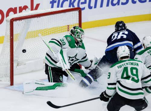 JOHN WOODS / THE CANADIAN PRESS FILES
                                Morgan Barron scored a shorthanded goal against the Dallas Stars in the Jets season-opener.