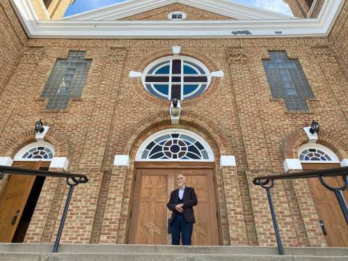 SHELDON BIRNIE / COMMUNITY REVIEW
                                Eugene Hyworon, co-chair of St. Mary the Protectress Ukrainian Orthodox Cathedral’s centennial celebration, says the church was surrounded by ‘wilderness’ when it was on the outskirts past city limits.