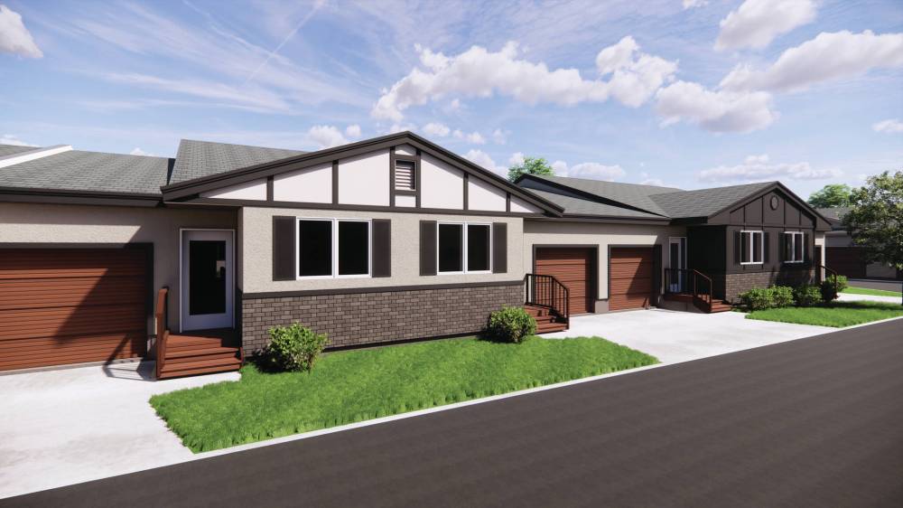 Supplied
Exteriors of attached bungalows will be clad with a stylish combination of stone, Hardie board and acrylic stucco.