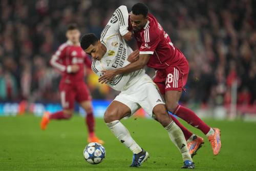 Jon Super / THE ASSOCIATED PRESS
                                The Emirates airlines’ wordmark can be seen on the shirts of prominent clubs — as seen on Real Madrid’s kit sported by Jude Bellingham in the clubs clash with Liverpool earlier this week.