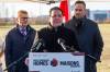 MIKE DEAL / FREE PRESS 
                                Chief Gordon Bluesky and city, provincial and federal representatives were at the Naawi-Oodena site Wednesday morning to announce the next step in the development of a 320-unit housing complex on the land.