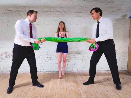 SUPPLIED
                                Starring Jesse Bergen, from left, Kerri Woloszyn and Ian Mikita, Never Swim Alone is a tense game of one-upmanship.