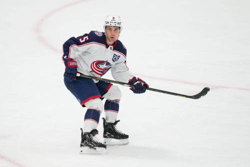 Julio Cortez / THE ASSOCIATED PRESS FILES
                                Columbus Blue Jackets defenceman and Dominion City product Denton Mateychuk is making his NHL home province debut against the Winnipeg Jets Tuesday at Canada Life Centre.