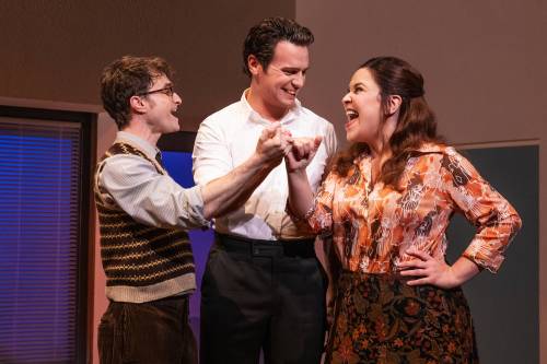 Sony Pictures Classics
                                From left: Daniel Radcliffe, Jonathan Groff and Lindsay Mendez in the Broadway production of Merrily We Roll Along