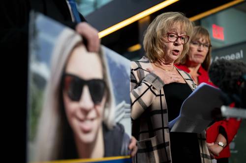 Ethan Cairns / The Canadian Press files
                                Gaye O&rsquo;Neill, mother of Samantha O&rsquo;Neill, speaks before the start of the B.C. Supreme Court trial in Vancouver on Jan. 12.