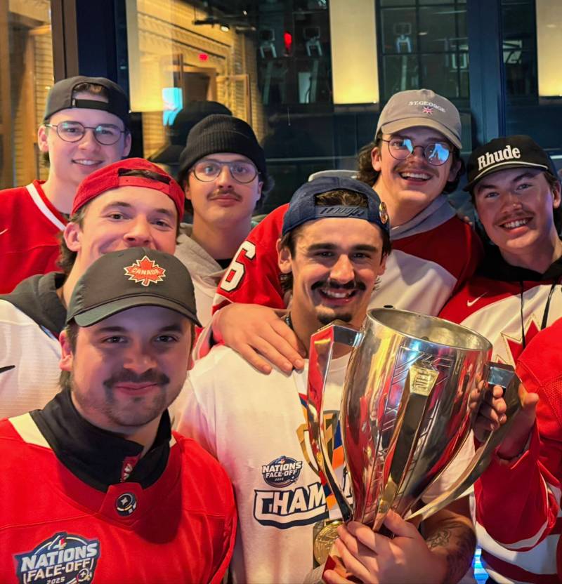 SUPPLIED
                                Seth Jarvis&rsquo; buddies from Winnipeg will be landing in Milan on Sunday to cheer on the Canadian men&rsquo;s hockey team. The group made a 30-hour trek to Boston last February for the 4 Nations Face-Off. Back row, from left: Bryan Hanna, Sloan Tremblay, Lucas Fry and Matt McLeod; Lucas Humble (middle left); and Seth&rsquo;s brother Kayden (front left).