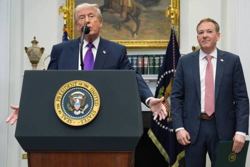 Evan Vucci / The Associated Press
                                U.S. President Donald Trump speaks during an event with Environmental Protection Agency director Lee Zeldin to announce the EPA will no longer regulate greenhouse gases.