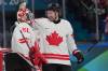Petr David Josek / The Associated Press
                                Winnipegs Mark Stone (right) scored his first Olympic goal, the second on the night for Canada, and Jordan Binnington (left) recorded his first Olympic shutout in Canada&rsquo;s 5-0 win over Czechia Thursday in Milan.