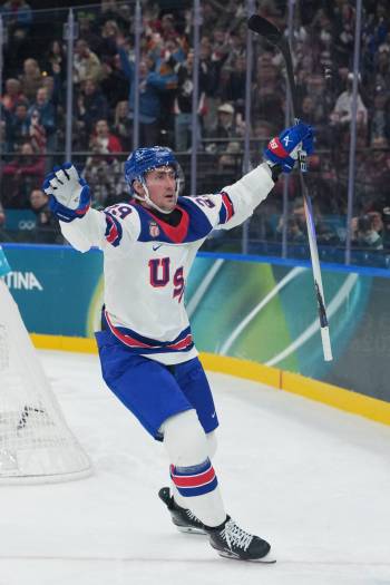 CAROLYN KASTER / THE ASSOCIATED PRESS
                                Team USA forward Brock Nelson scored two goals Thursday against Latvia in his Olympic debut. Nelson&rsquo;s family has a storied past of men&rsquo;s hockey Olympic glory. The forward almost followed in the footsteps of his 1.0 Winnipeg Jet uncle Dave Christian, but opted to sign with the Colorado Avalanche last NHL season.
