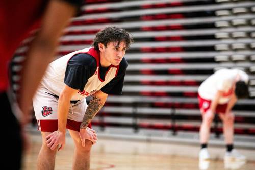 MIKAELA MACKENZIE / FREE PRESS FILES
                                Guard Kato Jaro during Winnipeg Wesmen men&rsquo;s basketball practice. Jaro posted 15 points, nine rebounds, six assists and four steals in the Wesmen&rsquo;s quarterfinal win over the Calgary Dinos.