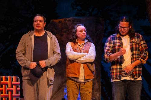 Dylan Hewlett / royal manitoba theatre centre
                                From left: Proulx, Smith and Knight revisit their past in Rhoda Apetagon&rsquo;s eerie spirit story.