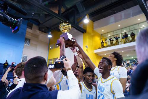 LIU ATHLETICS PHOTO
                                Winnipeg&rsquo;s Shadrak Lasu (22) had 13 points, 13 rebounds and three blocks in the Northeast championship clinching victory.