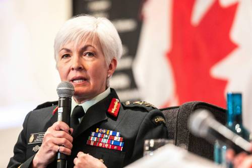MIKAELA MACKENZIE / FREE PRESS
                                Canadian Armed Forces Gen. Jennie Carignan speaks at a Winnipeg Chamber of Commerce luncheon at the Fairmont Hotel on Wednesday in Winnipeg.