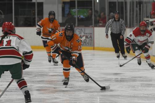 Midland Athletics
                                Brandon&rsquo;s Taylor Bell had the title winning goal in third overtime for the Midland Warriors on Sunday &mdash; the team&rsquo;s first American Collegiate Hockey Association Division 1 national championship.