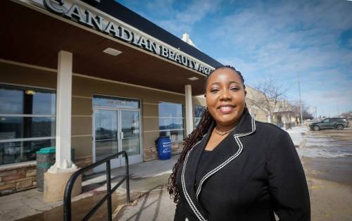 JOHN WOODS / FREE PRESS
                                &lsquo;We just thought it was a nice place for us to start,&rsquo; says Jossy Nelson, an entrepreneur born in Nigeria who immigrated to Swan River from Ireland to grow her makeup line.