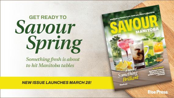 Savour Manitoba Spring issue cover featuring colourful mixed drink's on a table.