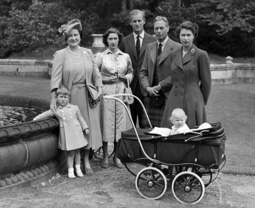 Canadian Press photo archive
                                In this 1951 photo, the Royal family (from left: Prince Charles, Queen Elizabeth, Princess Margaret, the Duke of Edinburgh, King George VI, Princess Elizabeth and Princess Anne pose for a photo.