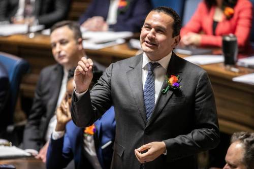 MIKAELA MACKENZIE / FREE PRESS
                                Premier Wab Kinew&rsquo;s glowing words about the state of Manitoba don&rsquo;t line up with reality, writes Deveryn Ross.