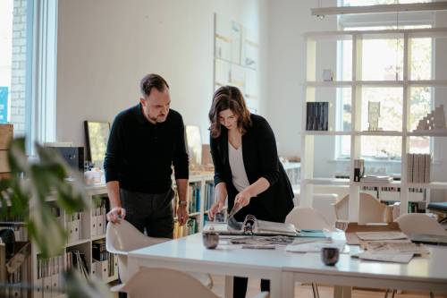 Supplied
                                Jeffrey Thorsteinson (left) and Brenna Smith discuss local architecture in Meeting a Moment.