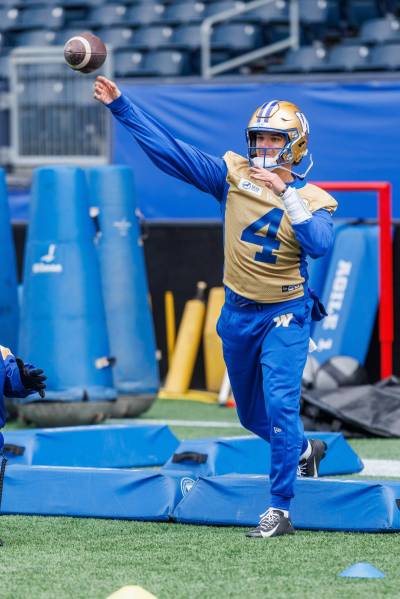 MIKE DEAL / FREE PRESS
                                Quarterback Payton Thorne during the first day of Winnipeg Blue Bombers rookie camp at Princess Auto Stadium on Wednesday.