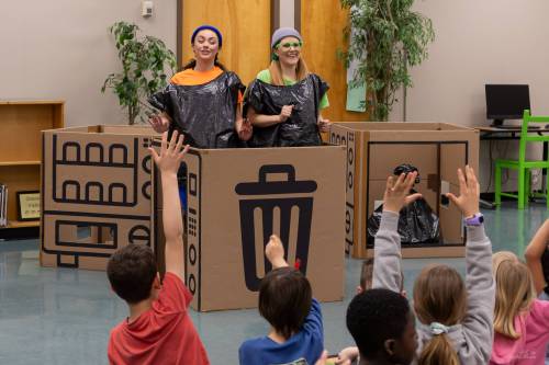 Arthur MacKinnon photo
                                Maggie Koreen and Aileen Audette are recyclables in Adventures From the Vending Machine.