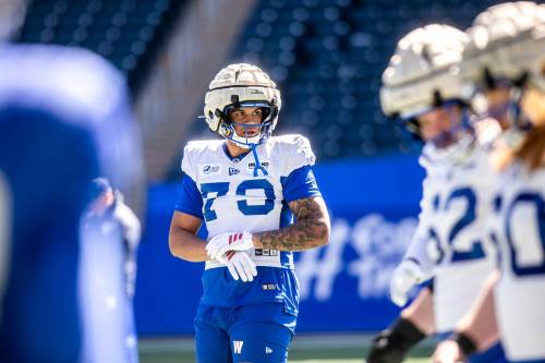MIKAELA MACKENZIE / FREE PRESS FILES
                                Winnipeg Blue Bombers general manager Kyle Walters sent the No. 13 pick and a second-round selection in 2026 to Ottawa to move up to No. 10 to ensure the club was able to draft tight end Dante Daniels (73).