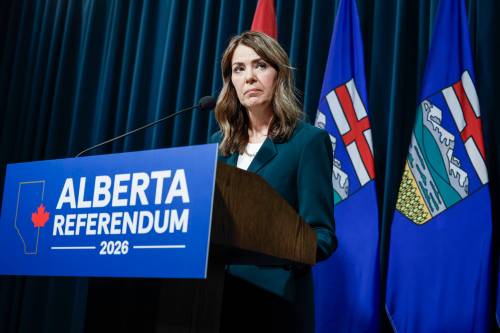 THE CANADIAN PRESS/Jeff McIntosh
                                Alberta Premier Danielle Smith speaks at a May 22 news conference in Calgary.