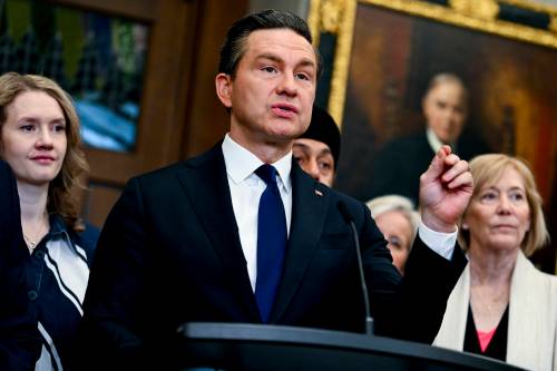 SPENCER COLBY / THE CANADIAN PRESS FILES
                                Leader of the Conservative Party Pierre Poilievre speaks in the Foyer of the House of Commons on Parliament Hill on Monday.