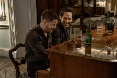 Lionsgate
                                As fellow songwriters, Nick Jonas (left) and Paul Rudd bond over balladry.