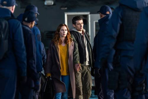 Niko Tavernise / Universal Pictures 
                                The truth is out there: Emily Blunt (left) and Josh O&rsquo;Connor in Disclosure Day.
