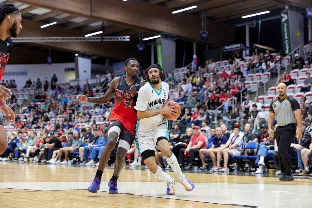 CEBL PHOTO
                                Sea Bears guard Trey McGowens (right) has started all nine games since arriving in Winnipeg.