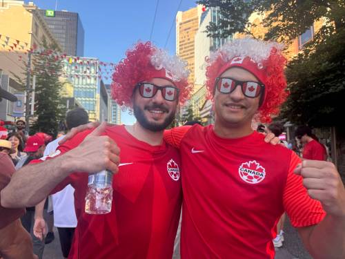 Carrie Serwetnyk photo
                                Fans give the thumbs up in Vancouver after Canada&rsquo;s historic first World Cup win. Over 52,000 fans packed in to BC Place to watch the match between Canada and Qatar.