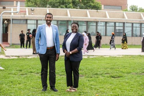 MIKAELA MACKENZIE / FREE PRESS
                                Muhaidin Omar, founder of Bilal Family and Community Centre, and Felicia Masenu, program director, at the Masjid Bilal. About 3,000 people participate in the centre&rsquo;s programming every year.