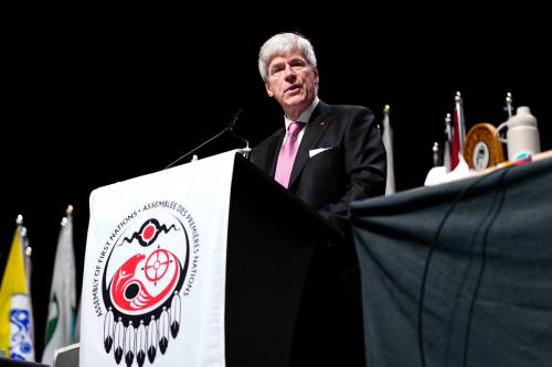 JUSTIN TANG / THE CANADIAN PRESS
                                &ldquo;There is no good way to build major projects without First Nations partnership and leadership. Full stop,&rdquo; Energy and Natural Resources Minister Tim Hodgson said at the general assembly Thursday.