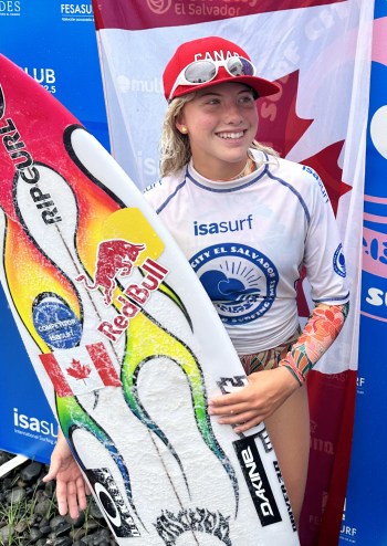 Canada's Erin Brooks captures second straight WCL Championship Tour victory. Teenager surfer Erin Brooks is shown June 7, 2023, at the ISA World Surfing Games in Surf City, El Salvador, where she won silver in the women's shortboard event. Brooks is the first Canadian to qualify for the World Surf League's Championship Tour, earning promotion via the WSL Challenger Series. THE CANADIAN PRESS/HO-Surf Canada/Dom Domic **MANDATORY CREDIT**