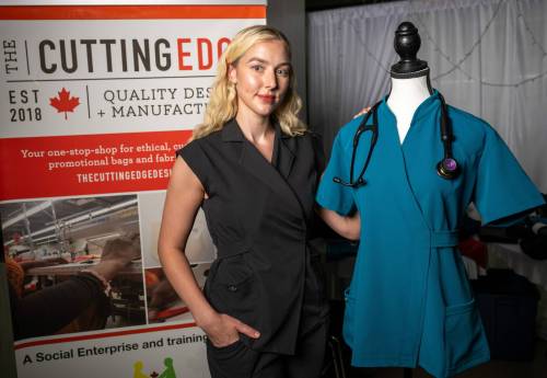 ROBERT LEE / FREE PRESS
                                Medical student and entrepreneur Kayla Curtis is launching MediLuxe Scrubs Ltd., a brand that offers functional and fashionable scrubs for women health-care workers.